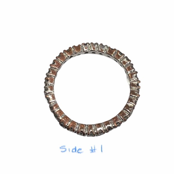 VINTAGE ETERNITY BAND WITH ROUND 2MM CLEAR STONES IN SILVER TONE - Picture 11 of 12